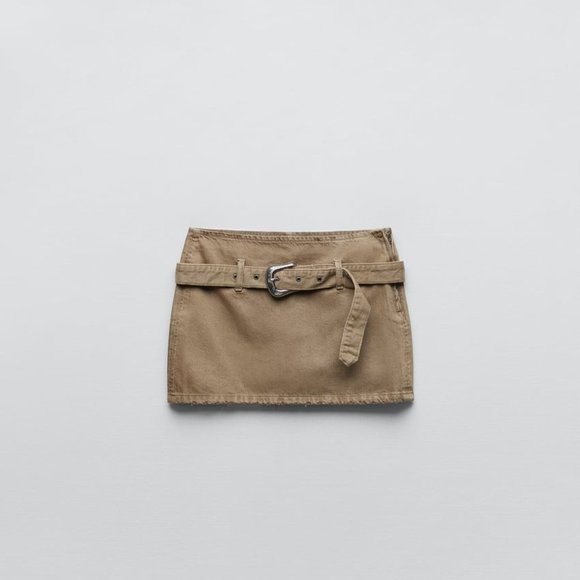 Zara DENIM TRF MINI SKIRT/ zara jean beige skirt - Picture 5 of 7